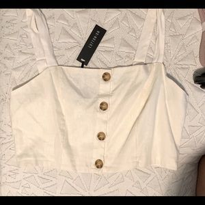 Carla Button Front Tank Crop Top, size L.